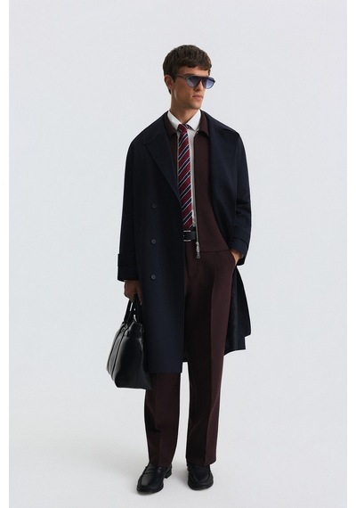 Antioch Uzun Relaxed Fit Trençkot Lacivert