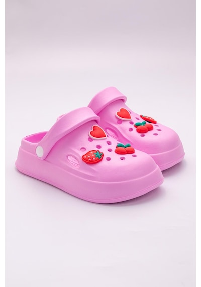 30-35 Numara Karışık Figürlü Kaymaz Taban Terlik Pembe Pembe