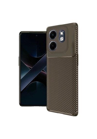 İnfinix Hot 50i 4g Kılıf Auto Focus Karbon Kapak - Kahverengi