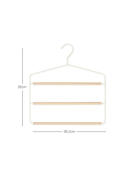 Ocean Home Textile 4'lü 3 Katlı Ahşap Destekli Mat Beyaz Renk Metal Giysi Askısı 32 X 36.5 X 0.47 Cm