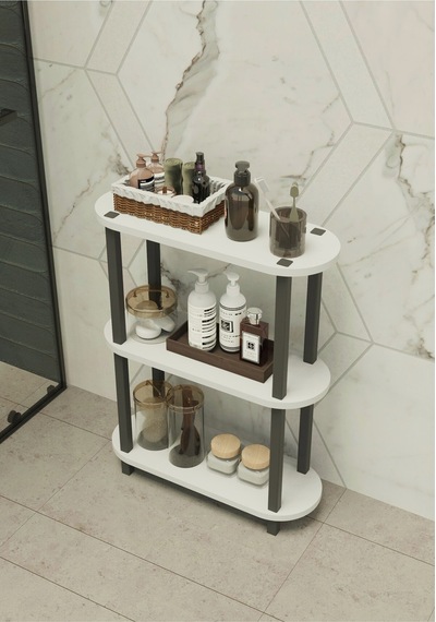 Soft 3 Katlı Banyo Düzenleyici Çok Raflı Banyo Organizeri Çok Amaçlı Banyo Düzenleyici - Beyaz Beyaz