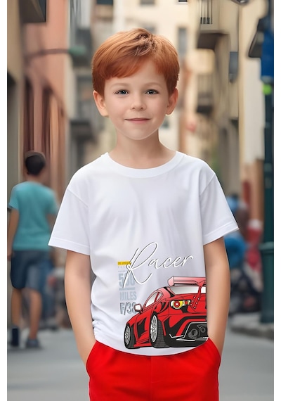 Fyk Kids Erkek Çocuk Racer F/38 Baskılı Alt-üst Takım Kırmızı