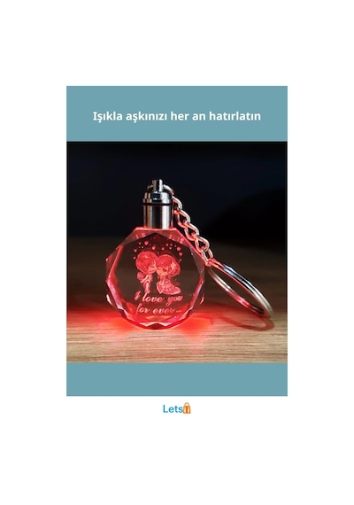 Kristal Renk Değiştiren Sevimli Çift Tasarımlı Anahtarlık Çok Renkli