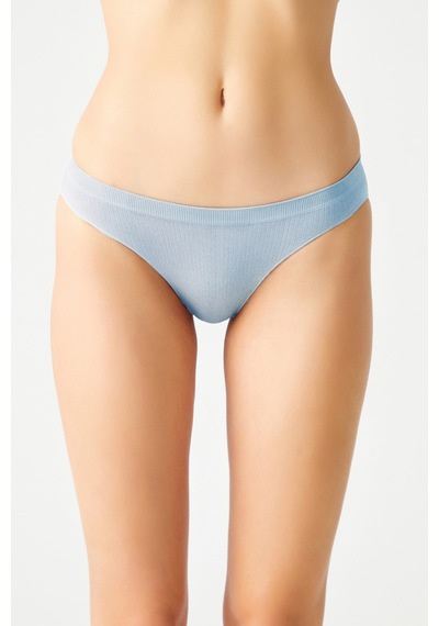 Los Ojos Mavi Fitilli Seamless Klasik Külot Ribbed Classic Mavi