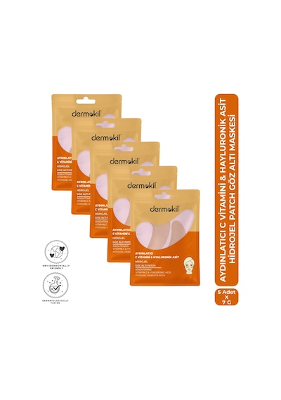 Dermokil Aydınlatıcı C Vitamini & Hayluronik Asit Hidrojel Patch Göz Altı Maskesi X 5 Adet