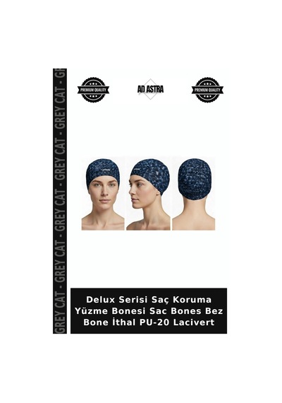 Delux Serisi Saç Koruma Yüzme Bonesi Sac Bones Bez Bone İthal Pu-20 Lacivert