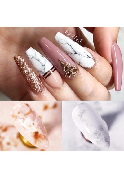10lu Tırnak Süsleme Folyosu Renkli Mermer Dizayn Nail Art Transfer Folyo
