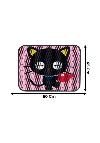 Renkli Desenli Elekli Kedi Tuvalet Önü Paspası 45 X 60 Cm Küçük Pembe - 834019619