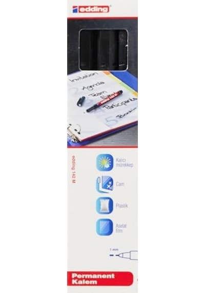 Ayrex 142 M Permanent Kalem, Asetat Kalemi, Siyah, 3'lü Set, 1 Mm Yuvarlak Uç Genel