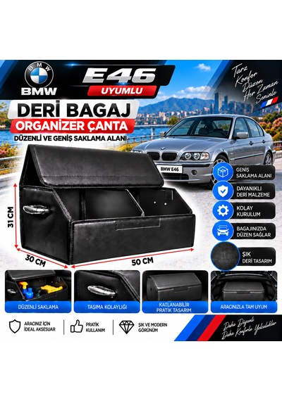 Bmw E46 Uyumlu Oto Bagaj Organizeri Deri Bagaj Kutu Çanta 1