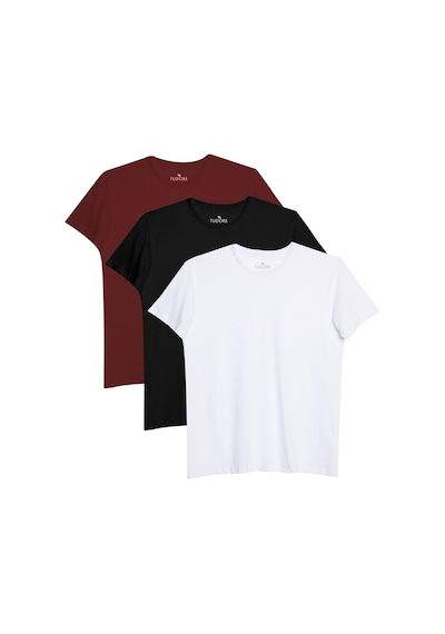 Tudors Unisex 3'lü Paket Siyah-beyaz-bordo Rengi Slim Fit Dar Kesim %100 Pamuk Bisiklet Yaka Tişört-32896 Multi Çok Renkli Tudors Unisex 3'lü Paket Siyah-beyaz-bordo Rengi Slim Fit Dar Kesim %100 Pamuk Bisiklet Yaka Tişört-32896 Multi Çok Renkli