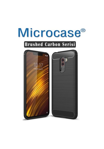 Microcase Xiaomi Pocophone F1 Brushed Carbon Fiber Silikon Kilif 286662594 - Seçenek / Renk-Gri
