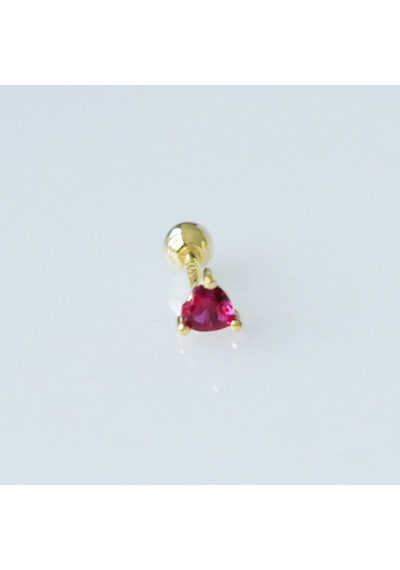 Mini Kalp Pembe Zirkon Taşlı Gold Kaplama Gümüş Tragus Gümüş