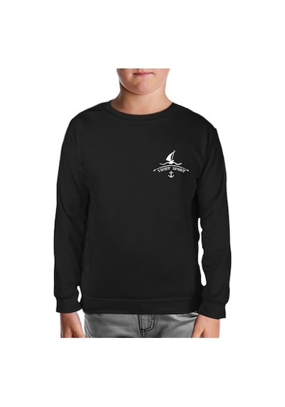 Lord Tshirt Yat Kulübü - Yatch Logo Siyah Çocuk Sweatshirt Siyah