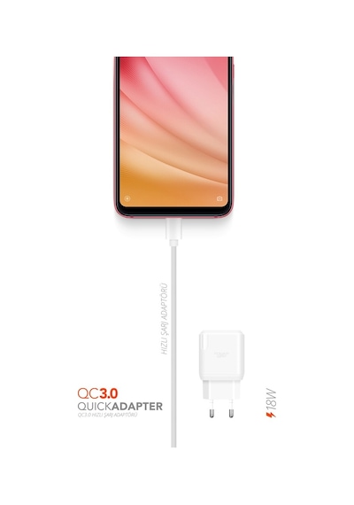 Qc3 Tüm Telefonlara Uyumlu 3.0 Amper 18W Hızlı Şarj Başlığı