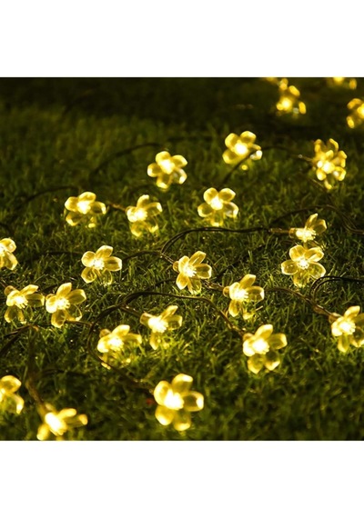 Güneş Enerjili Solar Çiçekli Dekoratif 30 Led Bahçe Lambası, Çok Renkli Diğer