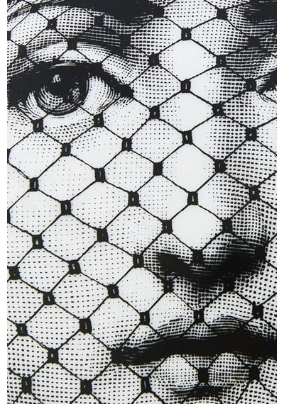 Fornasetti Tema E Variazioni N.78 Yuvarlak Porselen Mücevher Kutusu Saklama Kutusu Siyah-beyaz