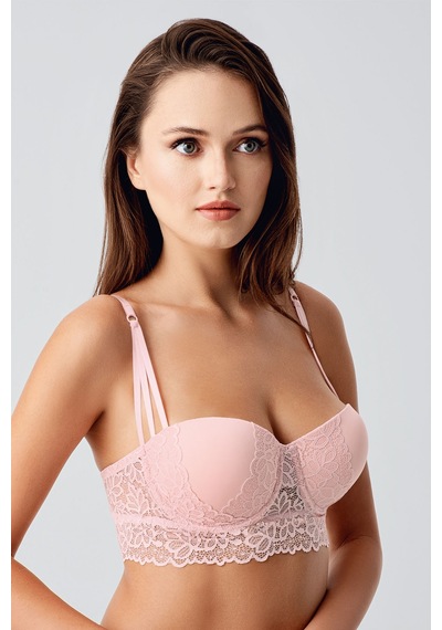 Newbra Destekli Straplez Bralet Sütyen - Pudra