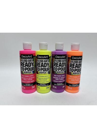 Decoart Decoart Fluid Art Ready-to-pour Neon Akrilik Boya Seti 8oz 4 Adet Çok Renkli