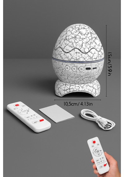 Dinozor Yumurtası Şeklinde Bluetooth Hoparlör & Gece Lambası Müzik, Işık Ve Sihir Bir Arada Beyaz - 737473333