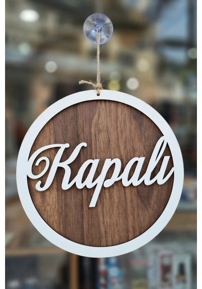 Üç Katlı El Yazılı Modern Açık/kapalı Tabelası - Tesbih Ahşap