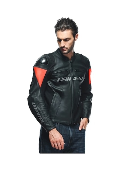 Dainese Daınese Ceket Racıng 4 Leather Jacket/black/fluo-red - 48