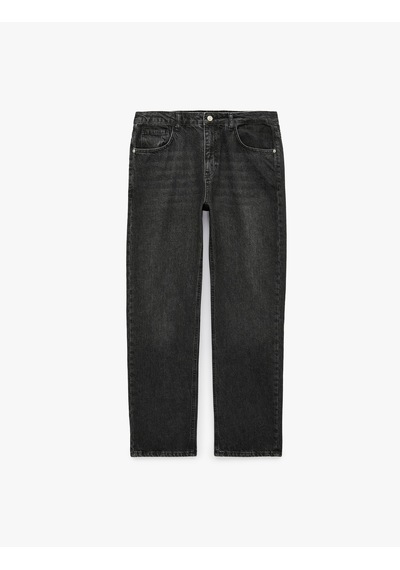 Koton Pamuklu Cepli Vintage Straight Fit Jean Pantolon Siyah 7wam40320nd