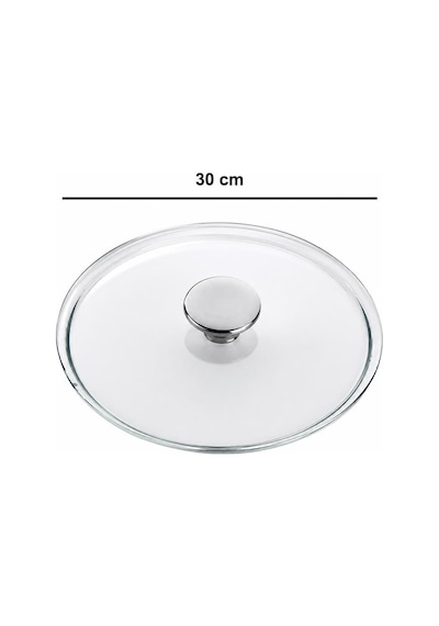 Temperli Cam Kapak Kulplu Tencere, Tava, Sahan Kapağı 30cm Şeffaf