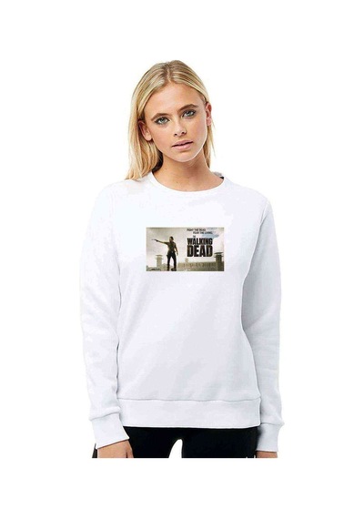 The Walking Dead Collection Baskılı Beyaz Kadın Sweatshirt (534603202)