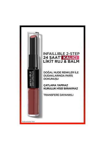 L'Oreal Paris Infaillible 2 Step 24 Saat Kalıcı Likit Ruj & Balm 802 Forever Française