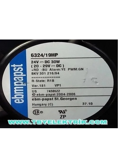 Ebmpapst 6324/19hp 170x170x51mm 24volt Fan