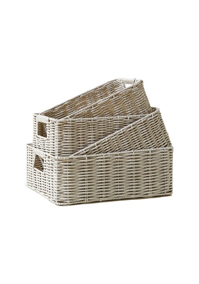 Ocean Home Textile 4'lü Çocuk Odası Yıkanabilir Gri Pp Rattan Sepet Set 30 X 20 X 11 / 33 X 23 X 11 / 36 X 26 X 12 / 39 X 29 X 13 Cm