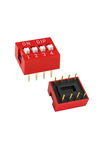 Pcb Tip 4'lü Kırmızı Dıp Switch 2.54mm Pin Aralıklı Devre Anahtarı