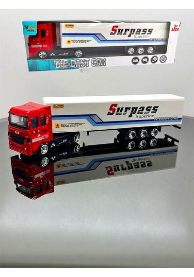 Diecast Metal Tır Oyuncak Süper Power Truck 24 Çek Bırak Tır - Kırmızı