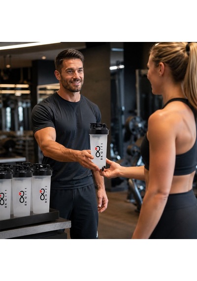 Logonuza Özel 50 Adet S100 650 Ml Shaker Beyaz Kapaklı Sporcu Suluk Kurumsal Beyaz