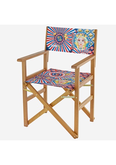 Kırmızı Mavi Ahşap Bahçe Sandalyesi 87x54x48 Cm