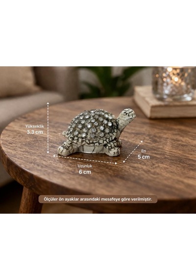 Sedef Renk Mini Kaplumbağa Biblo Taşlı Dekoratif Şans Figürü Konsol Vitrin Masa Üstü Süs 6 Cm 83997238