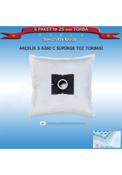 S 6260 C Süpürge Toz Torbası 25 Adet Torba Kd01
