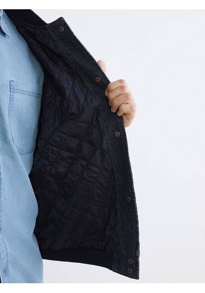 Lcw Jeans İndigo Rahat Kalıp Kolej Yaka Erkek Bomber Jean Ceket