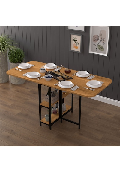 Asra Trend Metal Ayaklı Katlanır Mutfak Masası KM-31 %100 MDF Akıllı Yemek Masası Petra