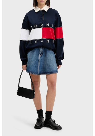 Tommy Jeans Tommy Hilfiger Logolu Pamuklu Oversize Polo Yaka Sweat Kadın Sweat Dw0dw22827 C1g Lacivert Tommy Jeans Tommy Hilfiger Logolu Pamuklu Oversize Polo Yaka Sweat Kadın Sweat Dw0dw22827 C1g Lacivert