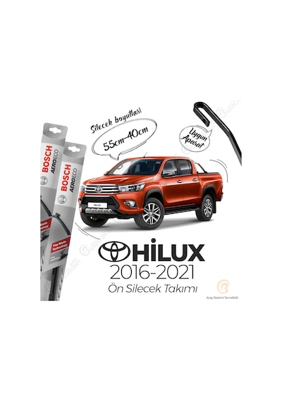 Toyota Uyumlu Hilux Muz Silecek Takımı 2016-2021 Bosch Aeroeco