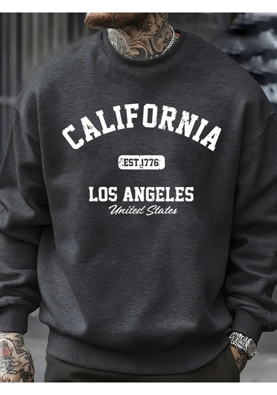 Startmore Startmorekaliforniya Los Angeles Baskılı Sweatshirt Erkek Sokak Modası Spor Tişörtü Sonbahar Büyük Bed Antrasit