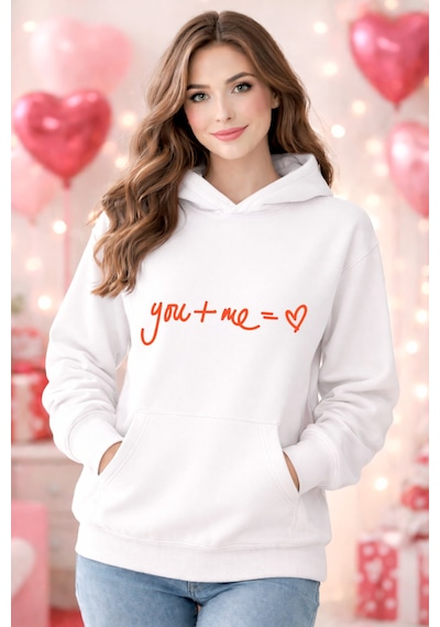 Stil X Sevgililer Gününe Özel, Kapüşonlu Kadın Sweatshırt, Valentıne's Day Beyaz-21