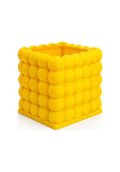 3dmarketi Baloncuk Desenli Sarı Kalemlik 9x9x10 Cm - Masa & Ofis Masası Kalemlik