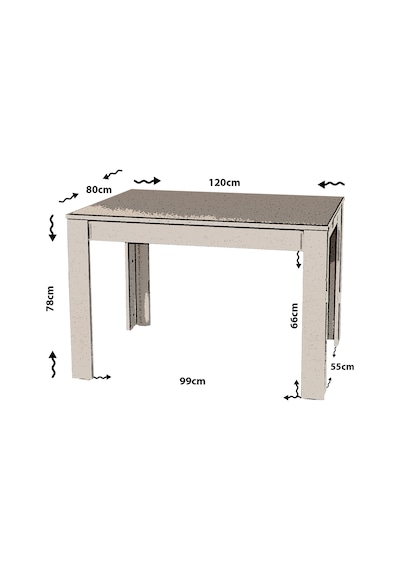 Pasific Home Single Mutfak Yemek Masası, 120x80 cm, Dikdörtgen, Ceviz