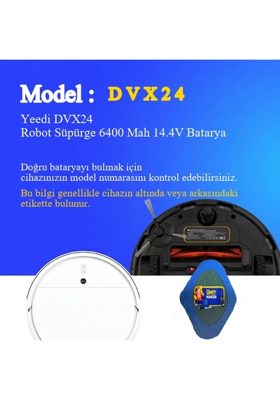 Yeedi Dvx24 Robot Süpürge 6400 Mah 14.4v Batarya  Uyumlu Uzun Ömürlü, Yüksek Performans Pil