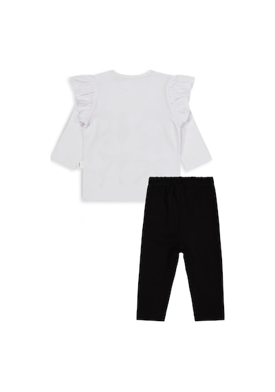 Civil Baby Fiyonk Baskılı 6-18 Ay Takım - Beyaz Beyaz-siyah