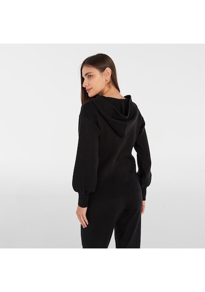 Hummel Jode Knit Kadın Siyah Kapüşonlu Sweatshirt Siyah