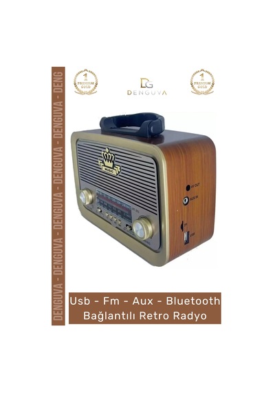 Radyo Bluetooth Hoparlör Mp3 Çalar Usb Sd Kart Girişli Şarjlı Retro Sd Dekoratif Nostaljik Radyo